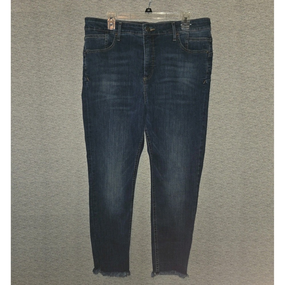 EXPRESS Stretch+ Denim Perfect Lift Women's 14S Blue Jeans Raw Hem Ankle Legging